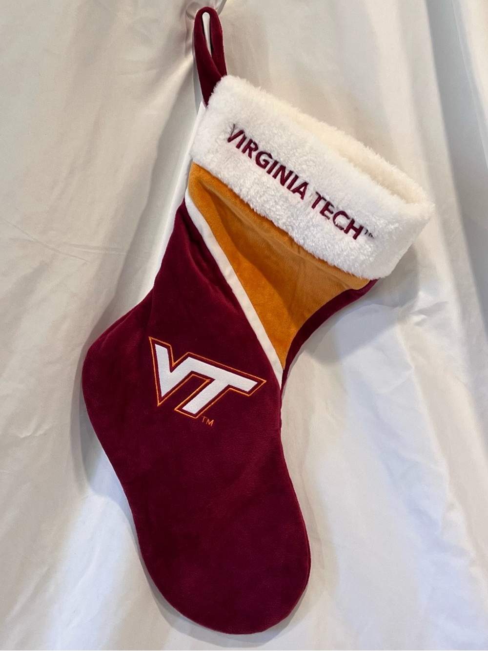 Virginia Tech Hokies Christmas Stocking NWT VT Logo Maroon Orange Collegiate
